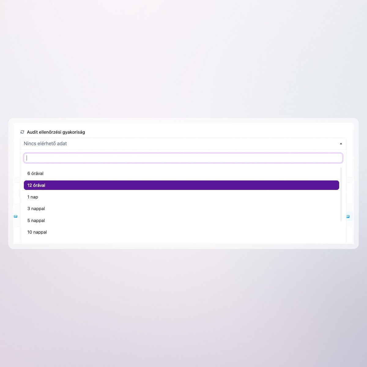 Képernyőkép az ismétlődő audit funkcióról